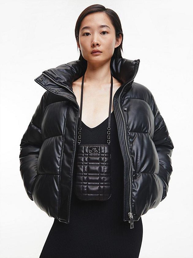 Black Calvin Klein Recycled Quilted Phone Women Bags | CGOB-89531