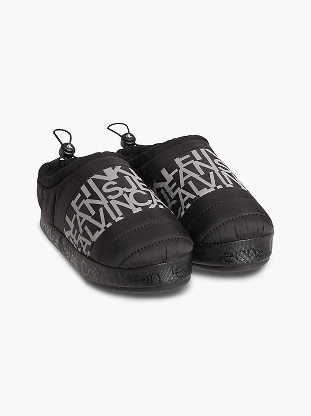Black Calvin Klein Recycled Quilted Women Slippers | LTJR-48619