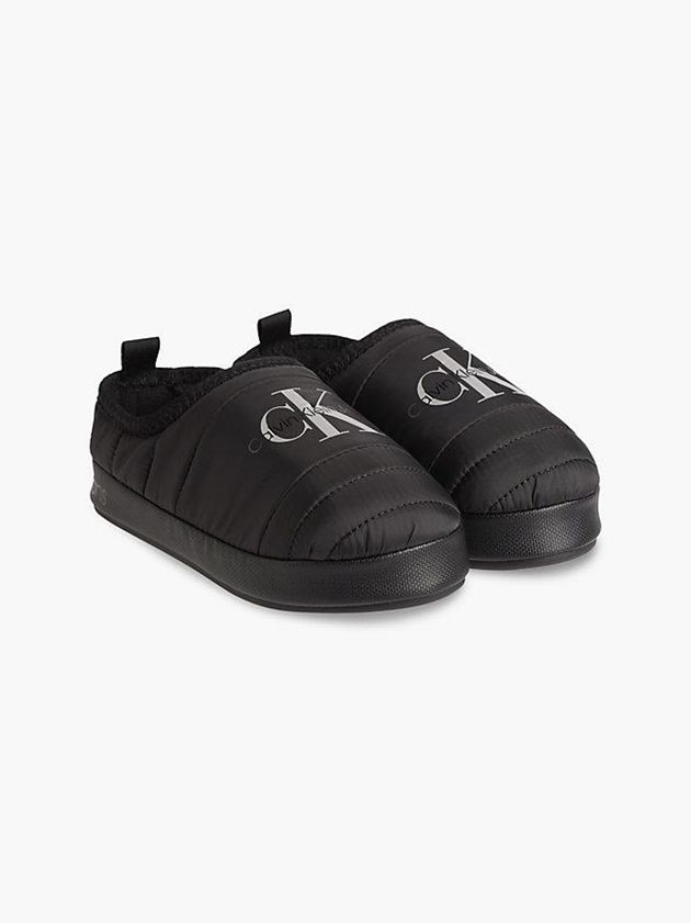 Black Calvin Klein Recycled Quilted Women Slippers | RCVP-25938