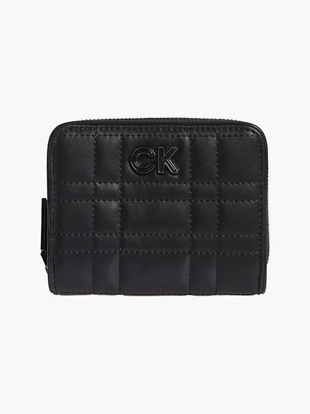 Black Calvin Klein Recycled Quilted Zip Around Women Wallet | OSVC-98506