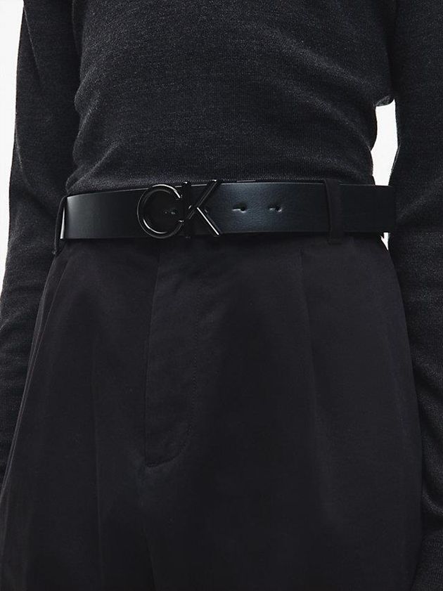 Black Calvin Klein Recycled Reversible Logo Men Belt | YSHD-32975