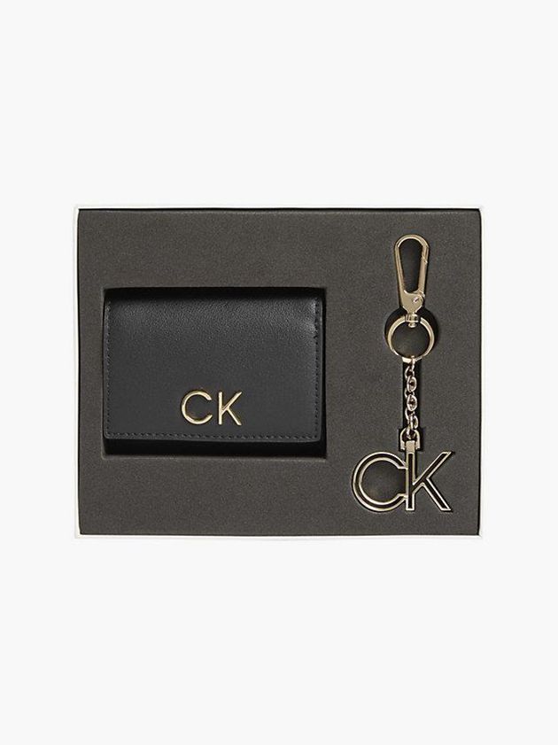 Black Calvin Klein Recycled Rfid And Keyring Gift Set Women Wallet | FMUH-09543