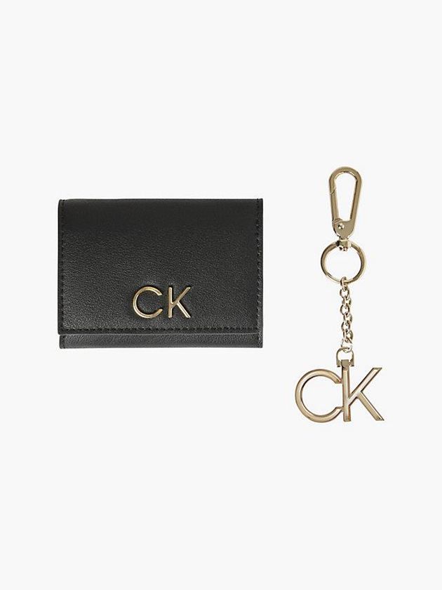 Black Calvin Klein Recycled Rfid And Keyring Gift Set Women Wallet | FMUH-09543