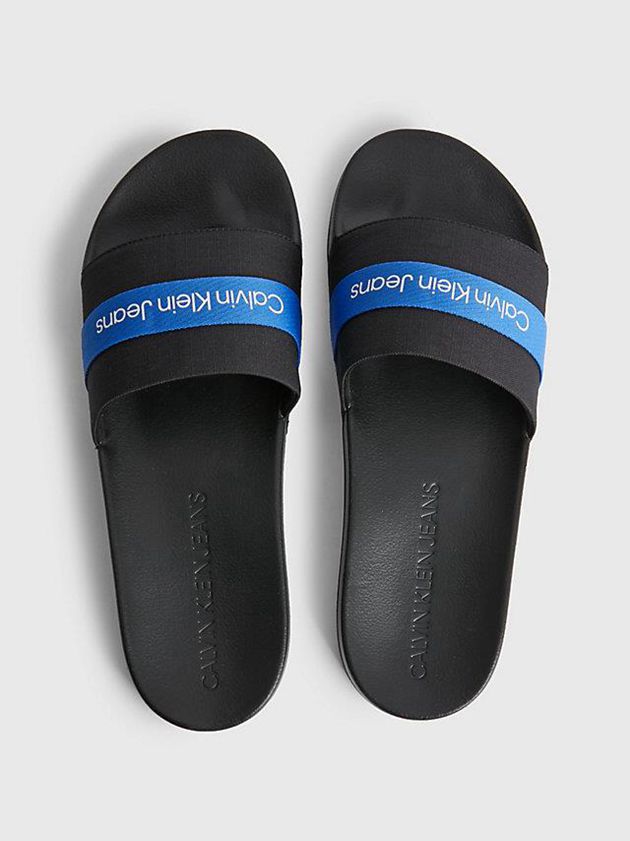 Black Calvin Klein Recycled Ripstop Sliders Men Slippers | DPHK-30687