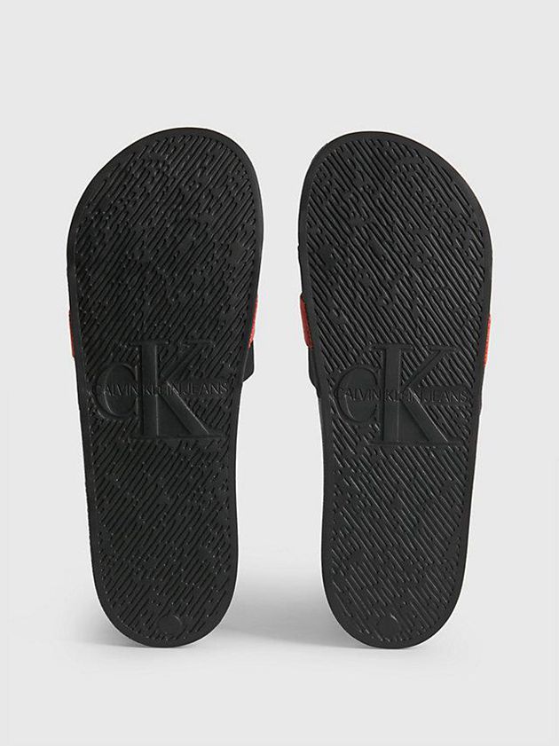 Black Calvin Klein Recycled Ripstop Sliders Men Slippers | HQNV-90648