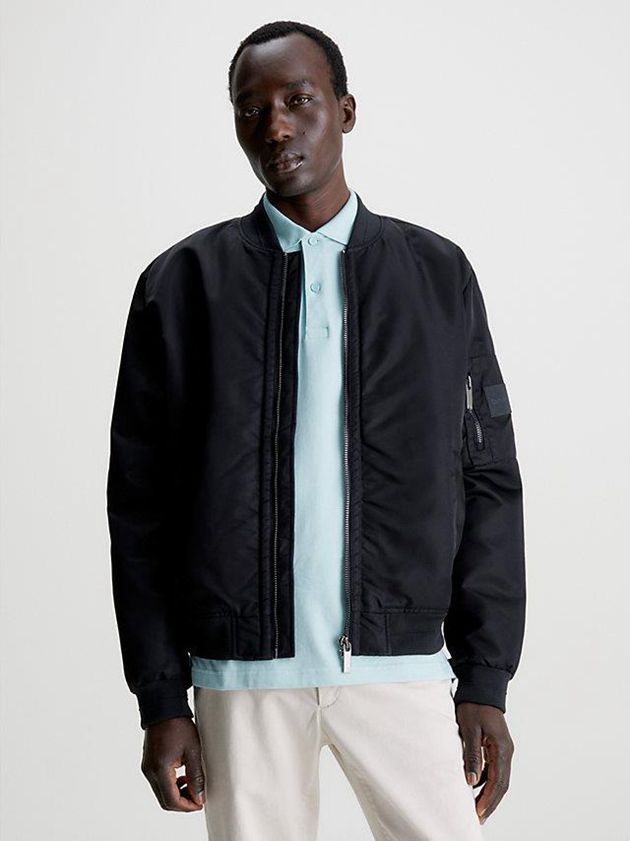 Black Calvin Klein Recycled Sateen Bomber Men Jacket | LTAO-89172