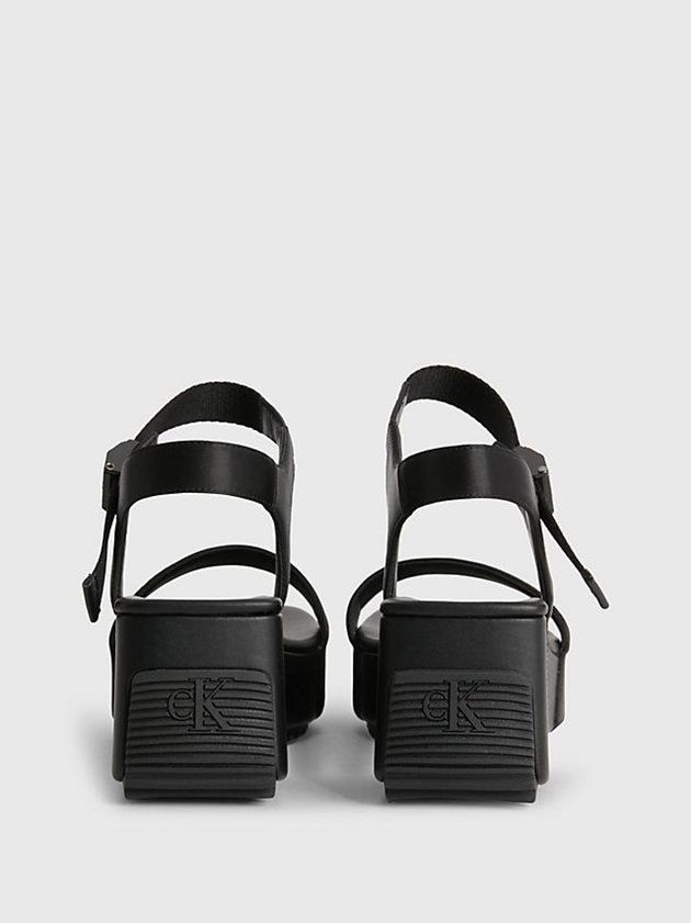 Black Calvin Klein Recycled Satin Platform Wedge Women Sandals | BWXH-40293