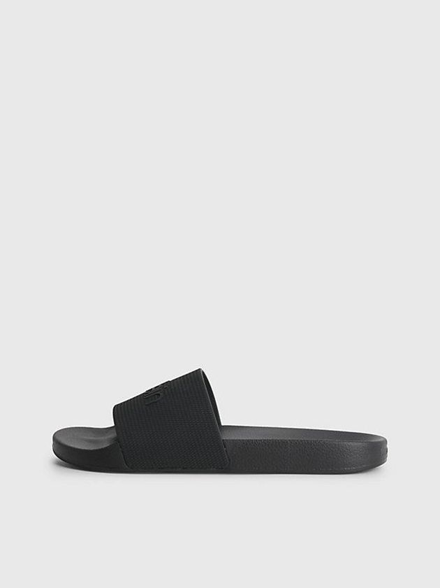 Black Calvin Klein Recycled Sliders Men Slippers | DQSJ-35429