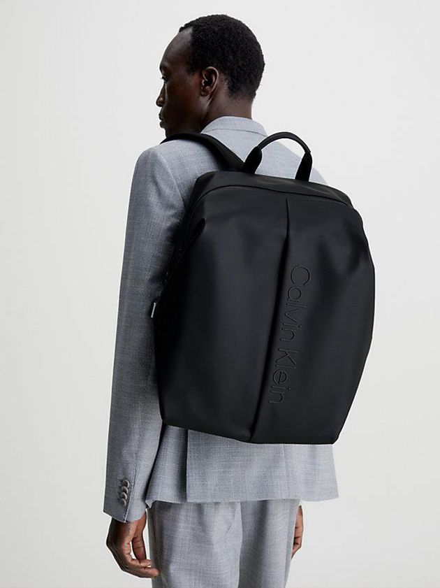 Black Calvin Klein Recycled Square Men Backpack | ULZO-42168
