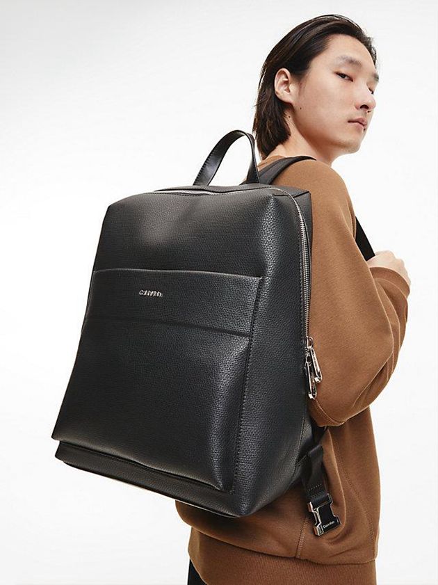 Black Calvin Klein Recycled Square Men Backpack | TRJF-34198