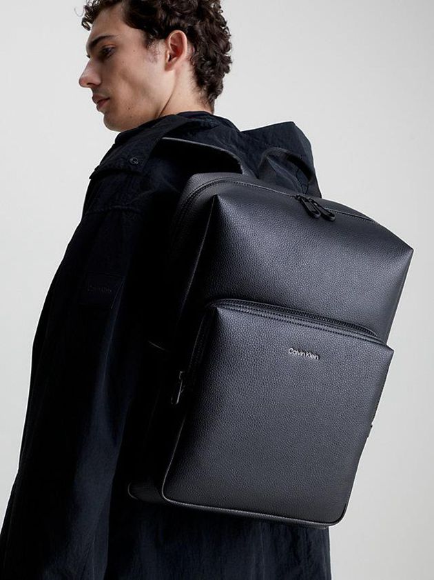 Black Calvin Klein Recycled Square Men Backpack | DXYK-35687