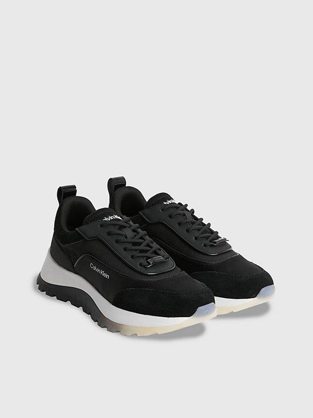 Black Calvin Klein Recycled Suede And Satin Women Sneakers | FZIN-17563