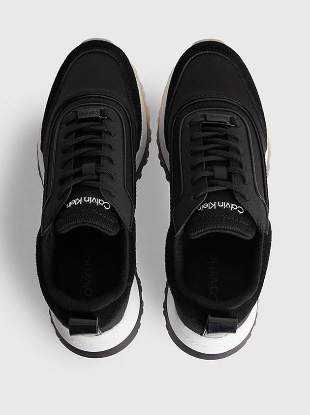 Black Calvin Klein Recycled Suede And Satin Women Sneakers | FZIN-17563