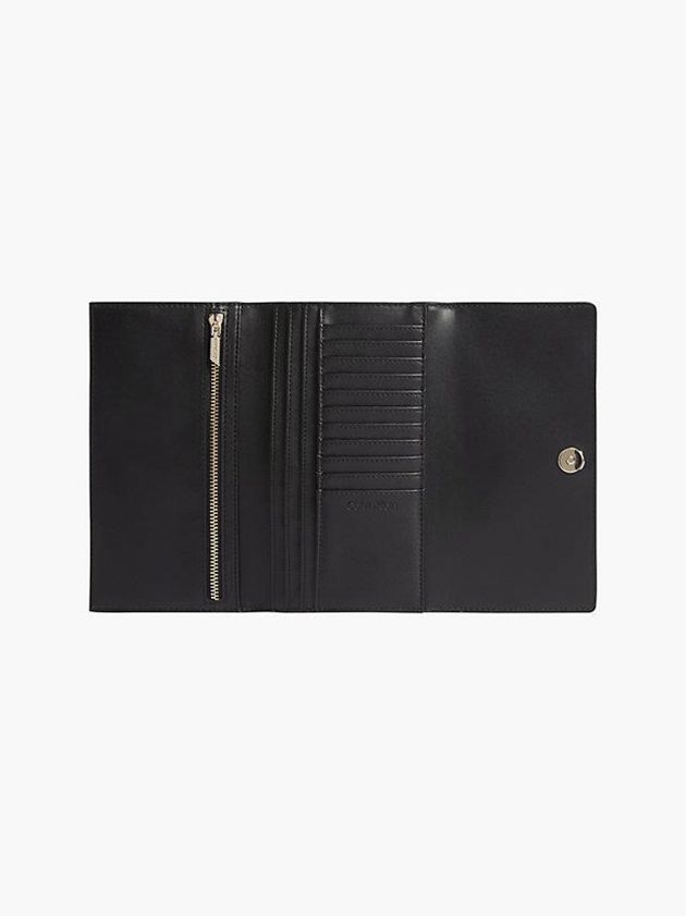 Black Calvin Klein Recycled Trifold Rfid Women Wallet | MAUR-92814