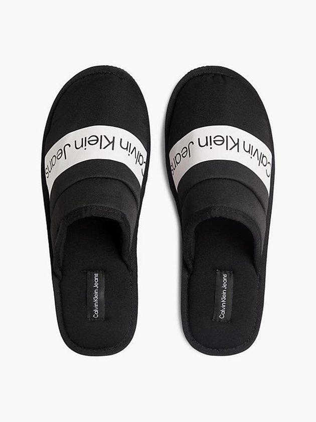 Black Calvin Klein Recycled Twill Men Slippers | OGTQ-74506