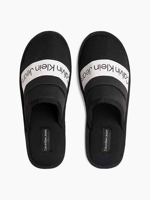 Black Calvin Klein Recycled Twill Men Slippers | OGTQ-74506