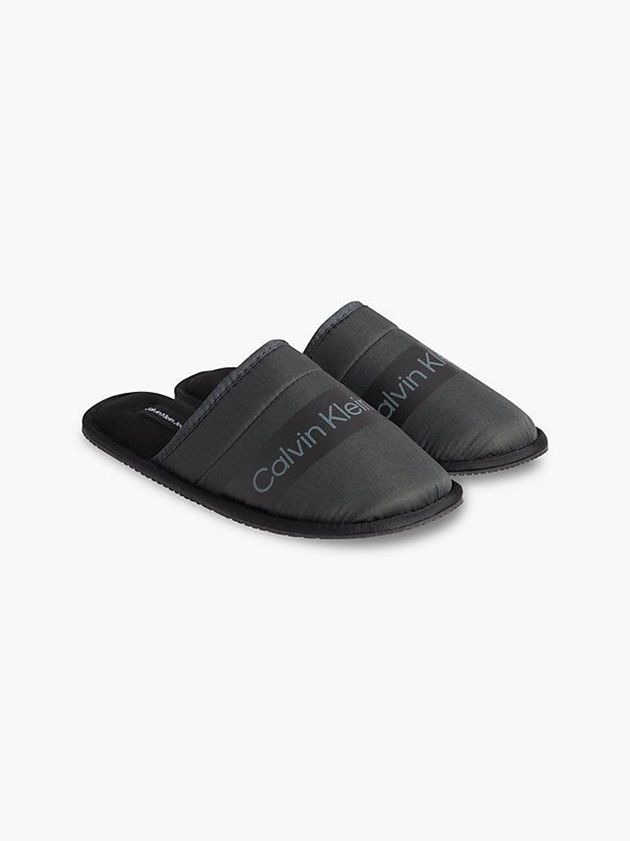 Black Calvin Klein Recycled Twill Men Slippers | SKTN-34725