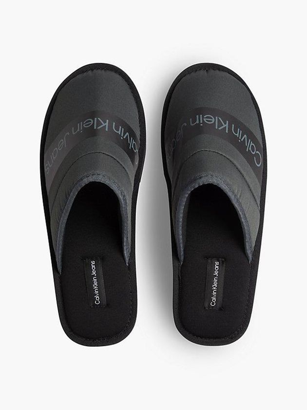 Black Calvin Klein Recycled Twill Men Slippers | SKTN-34725