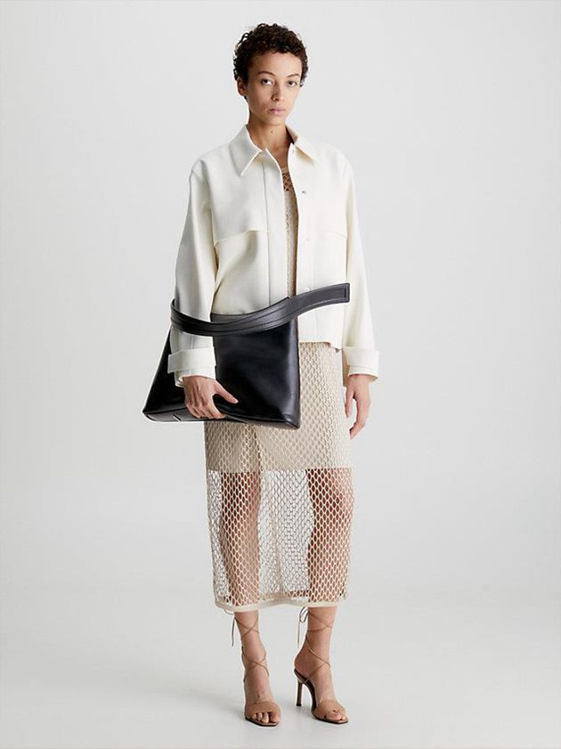 Black Calvin Klein Recycled Vegan Leather Shoulder Women Bags | EQNM-36184