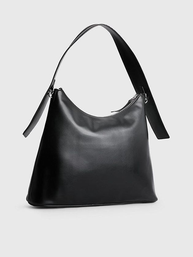 Black Calvin Klein Recycled Vegan Leather Shoulder Women Bags | EQNM-36184