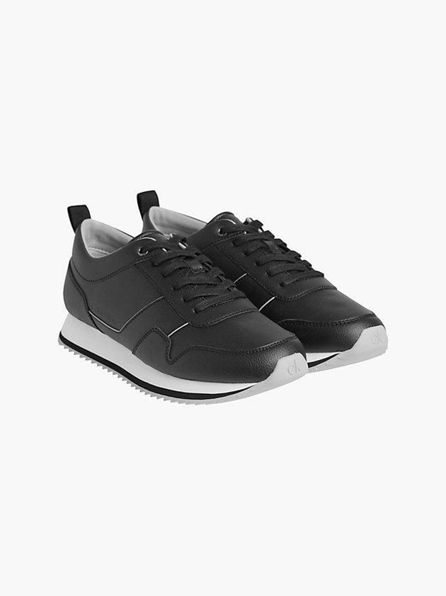 Black Calvin Klein Recycled Vegan Leather Men Sneakers | PHDB-52194
