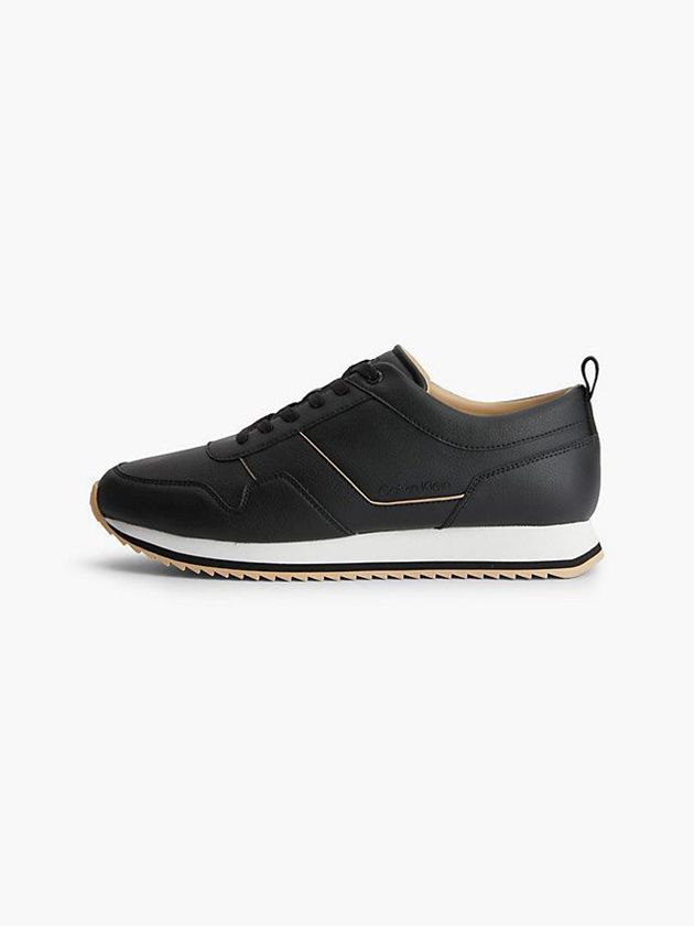Black Calvin Klein Recycled Vegan Leather Men Sneakers | PHDB-52194