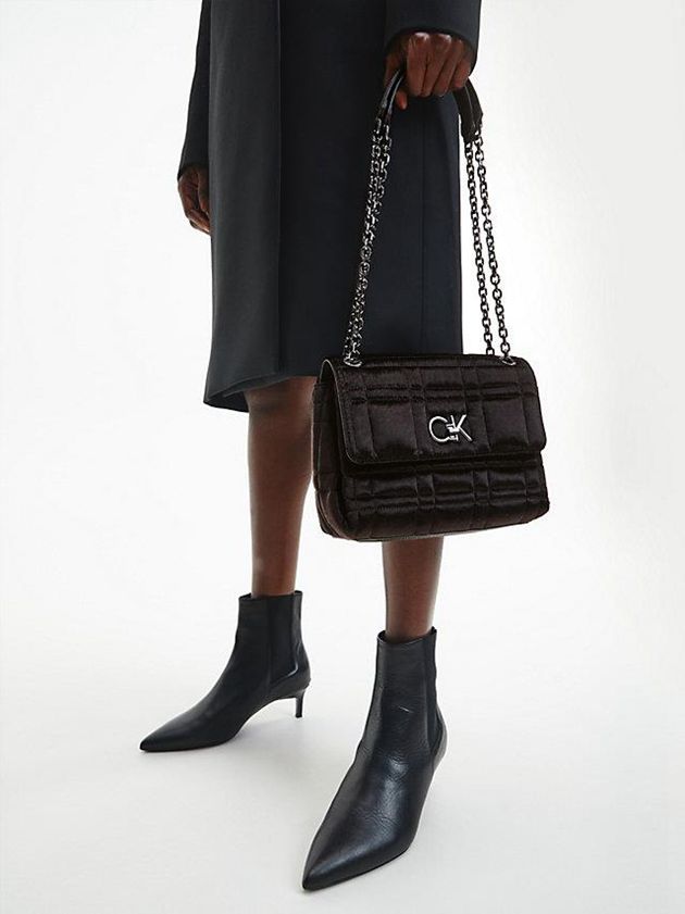 Black Calvin Klein Recycled Velvet Convertible Shoulder Women Bags | UACE-82796