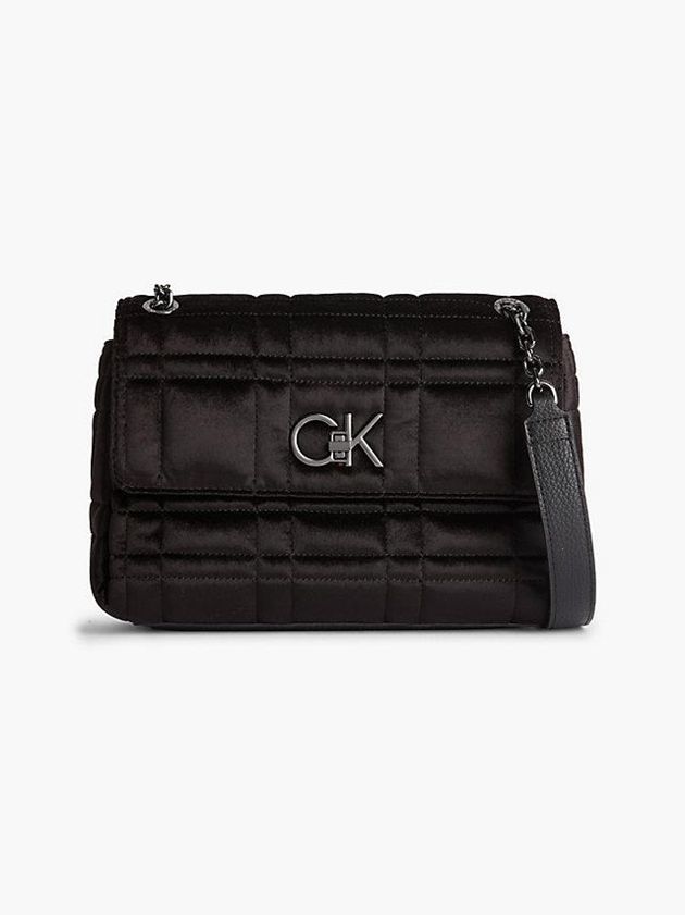 Black Calvin Klein Recycled Velvet Convertible Shoulder Women Bags | UACE-82796