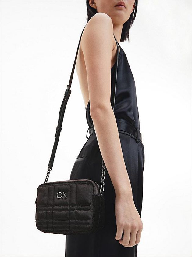 Black Calvin Klein Recycled Velvet Crossbody Women Bags | BIHU-94732