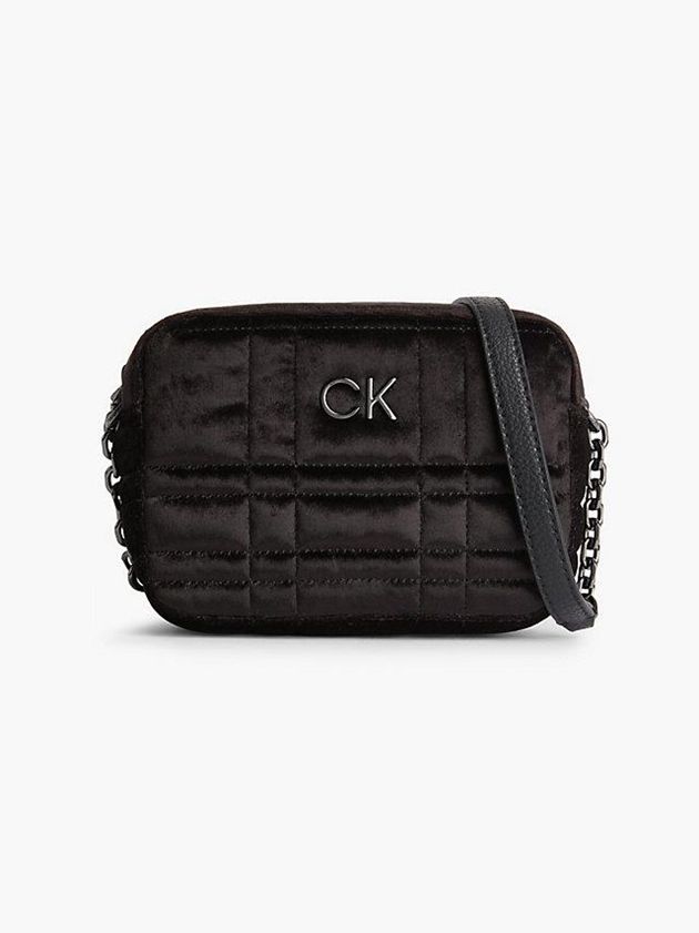 Black Calvin Klein Recycled Velvet Crossbody Women Bags | BIHU-94732