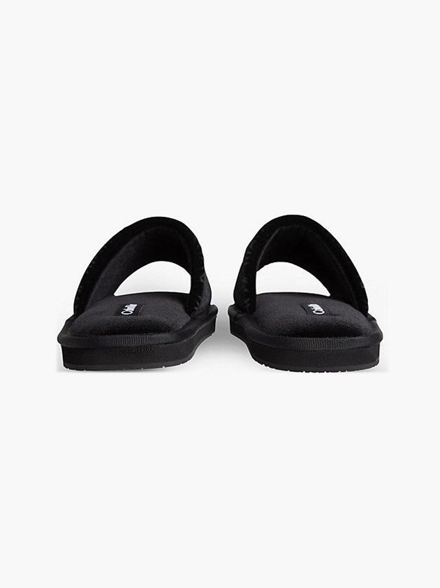 Black Calvin Klein Recycled Velvet Logo Women Slippers | ZGCX-03562