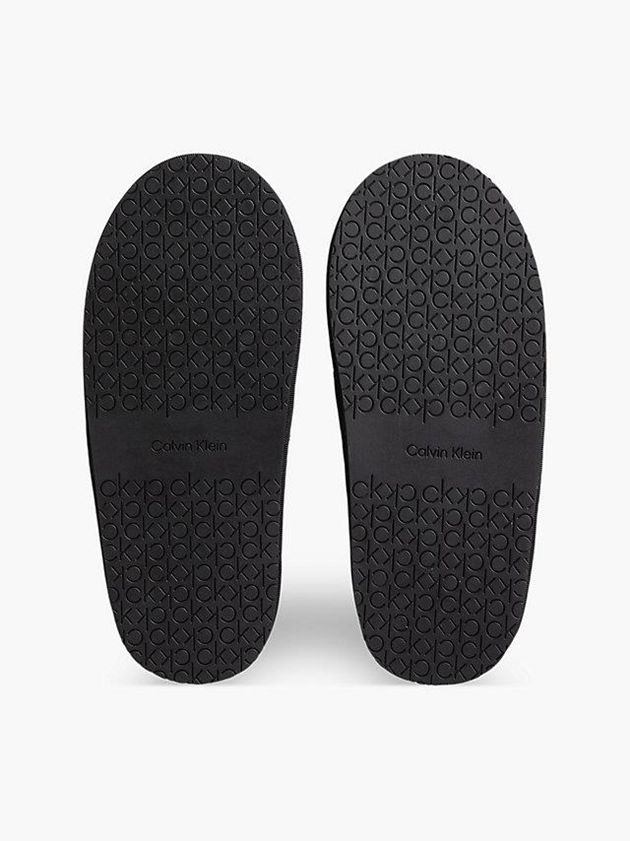 Black Calvin Klein Recycled Velvet Logo Women Slippers | ZGCX-03562