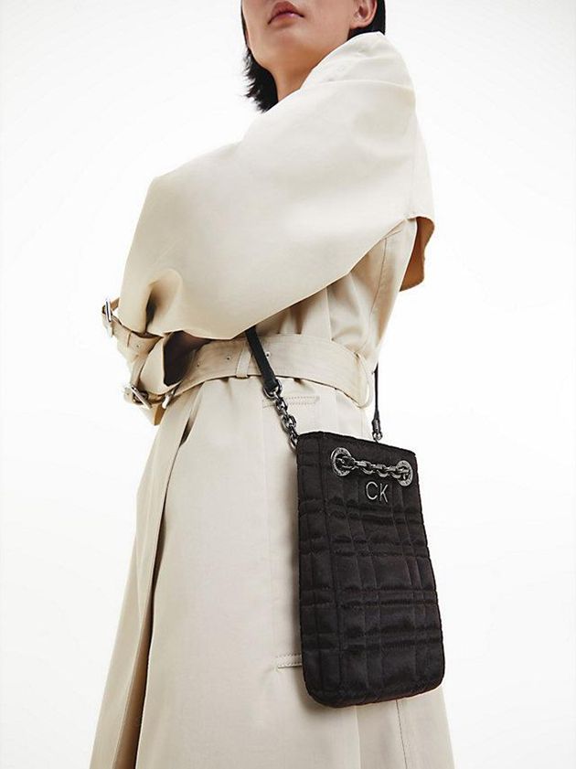 Black Calvin Klein Recycled Velvet Phone Women Bags | TXJS-90572