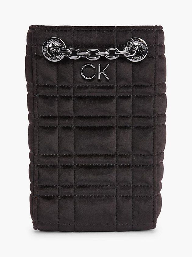 Black Calvin Klein Recycled Velvet Phone Women Bags | TXJS-90572