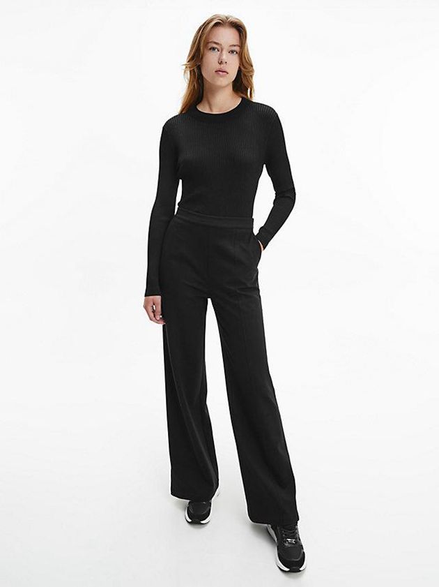 Black Calvin Klein Recycled Wide Leg Women Pants | SBNW-58390