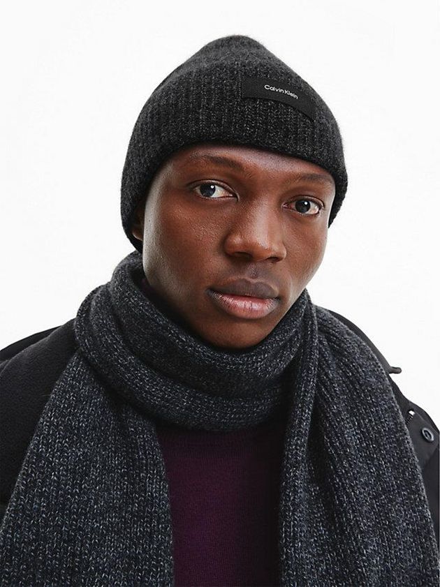 Black Calvin Klein Recycled Wool Blend Men Beanie | LZJD-25906