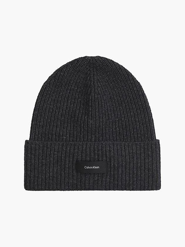 Black Calvin Klein Recycled Wool Blend Men Beanie | LZJD-25906