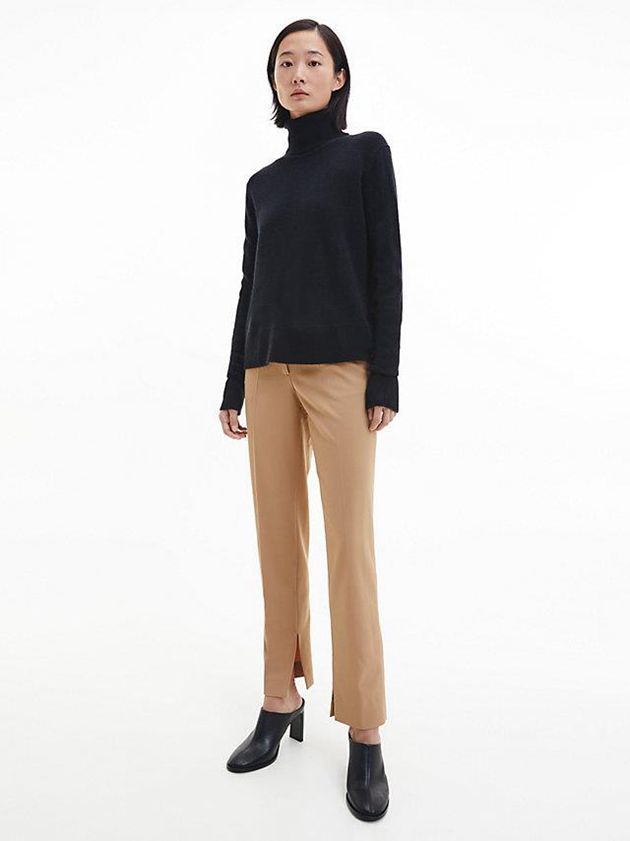 Black Calvin Klein Recycled Wool Roll Neck Jumper Women Sweater | JEFL-87524