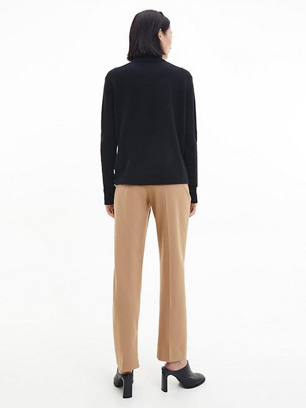 Black Calvin Klein Recycled Wool Roll Neck Jumper Women Sweater | JEFL-87524