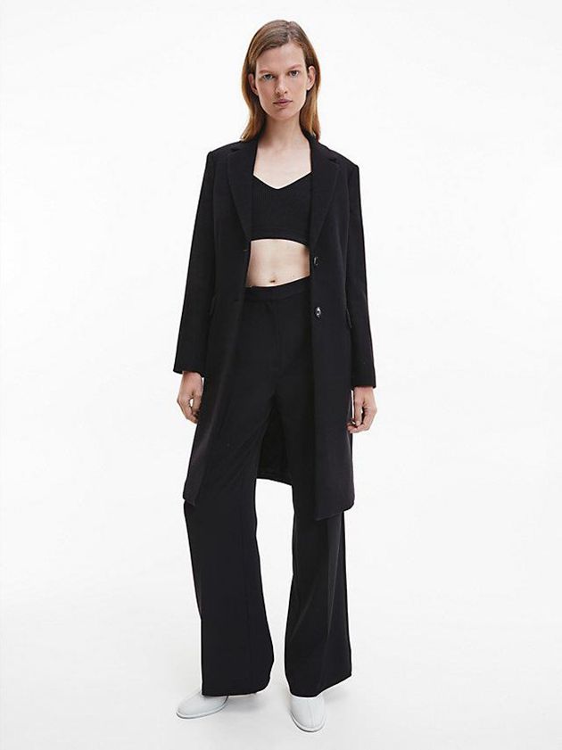 Black Calvin Klein Recycled Wool Women Coat | BZFX-39841