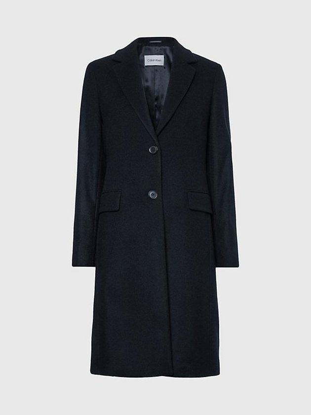 Black Calvin Klein Recycled Wool Women Coat | BZFX-39841