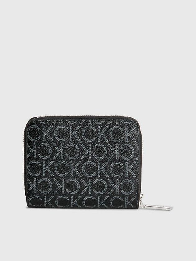 Black Calvin Klein Recycled Zip Around Logo Women Wallet | ATXZ-18425