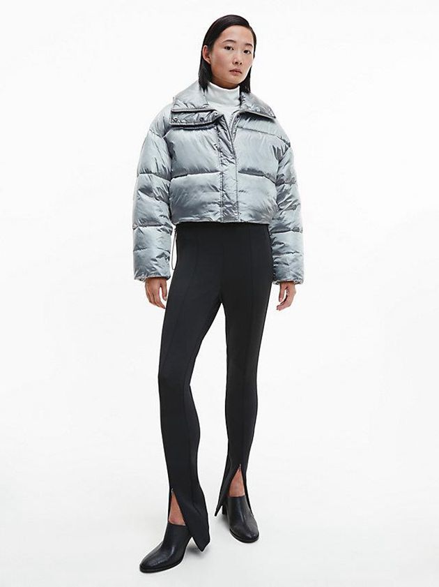Black Calvin Klein Recycled Zip Cuff Women Leggings | XZVO-83021