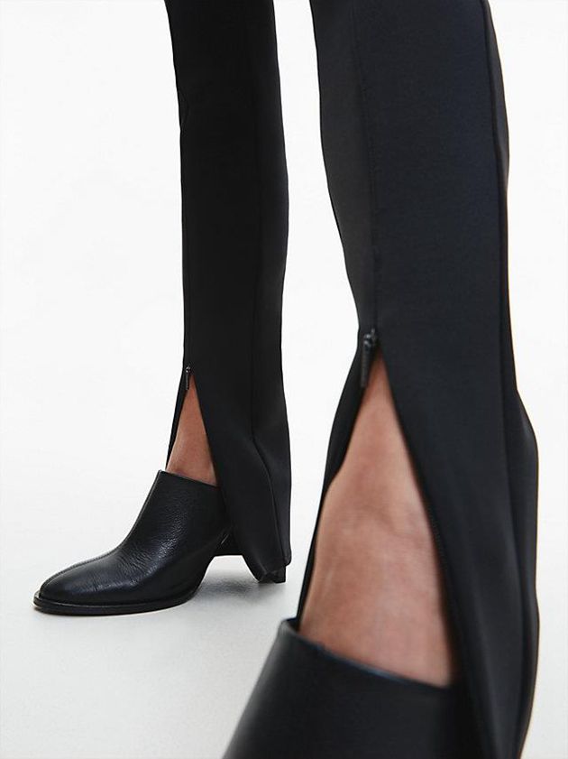 Black Calvin Klein Recycled Zip Cuff Women Leggings | XZVO-83021