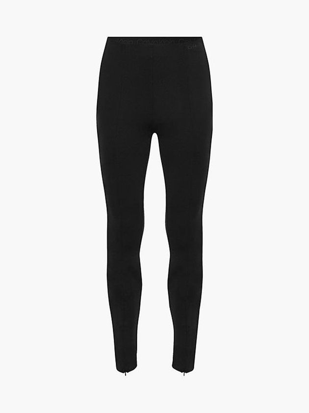 Black Calvin Klein Recycled Zip Cuff Women Leggings | XZVO-83021