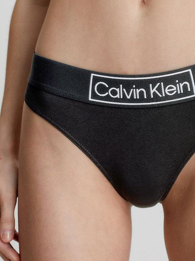Black Calvin Klein Reimagined Heritage Women Thong | EJNA-72163
