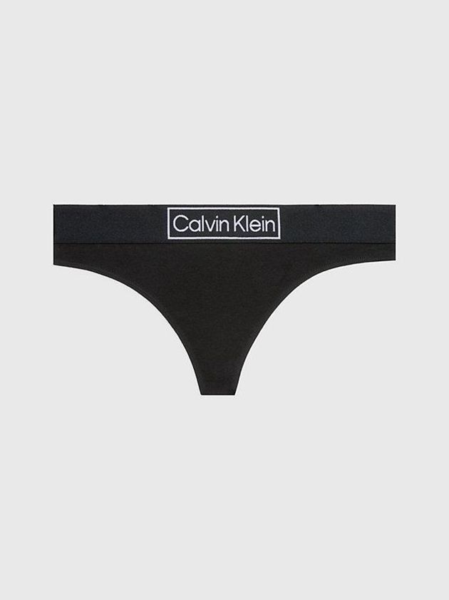 Black Calvin Klein Reimagined Heritage Women Thong | EJNA-72163