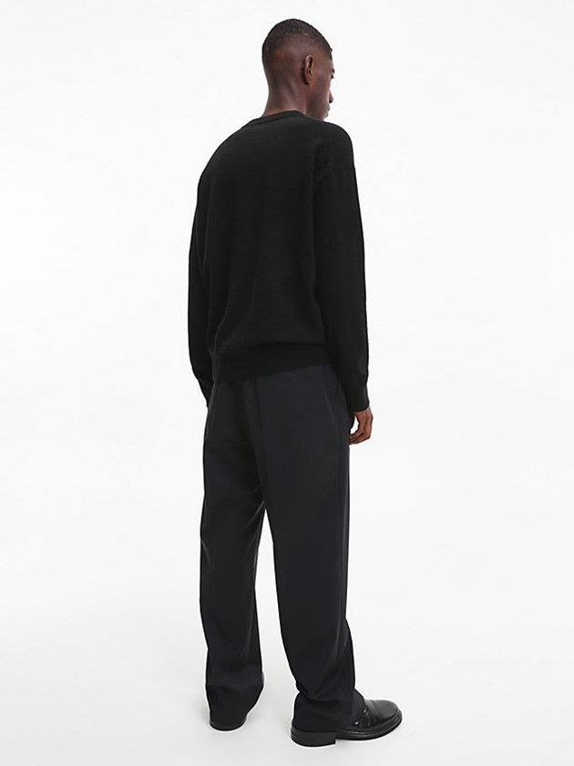 Black Calvin Klein Relaxed Abstract Graphic Jumper Men Sweater | BAUK-16780