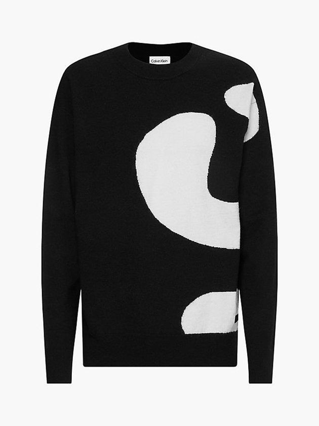 Black Calvin Klein Relaxed Abstract Graphic Jumper Men Sweater | BAUK-16780