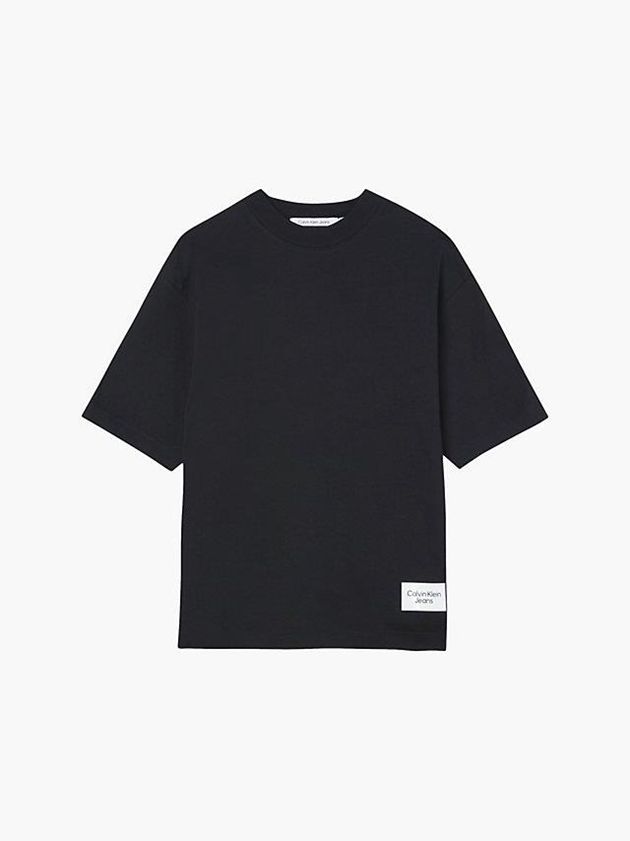 Black Calvin Klein Relaxed Back Logo Men T-Shirt | VLQE-87560